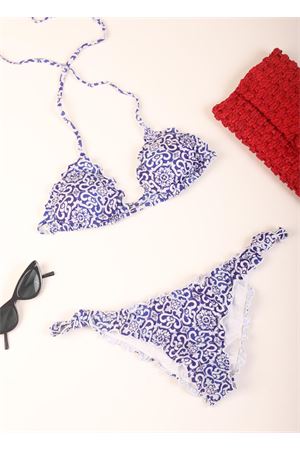Triangle bikini with majolica pattern Aram Capri | ACTR079BLU